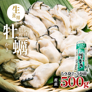 岡山県産 牡蠣 生食用 むき身 500g 生カキ 虫明産 送料無料