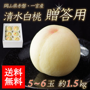 【送料無料】清水白桃 贈答用 5-6玉入り 約1.5kg